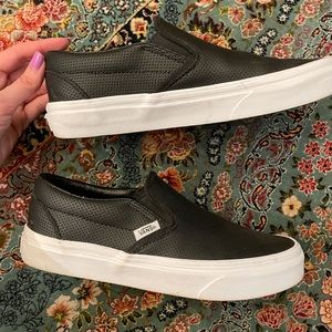 VANS PERF BLACK LEATHER SLIP-ON